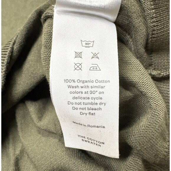 ASKET The‎ Cotton Sweater Mens Size M Short Olive Green 100% Organic Cotton - Picture 7 of 9